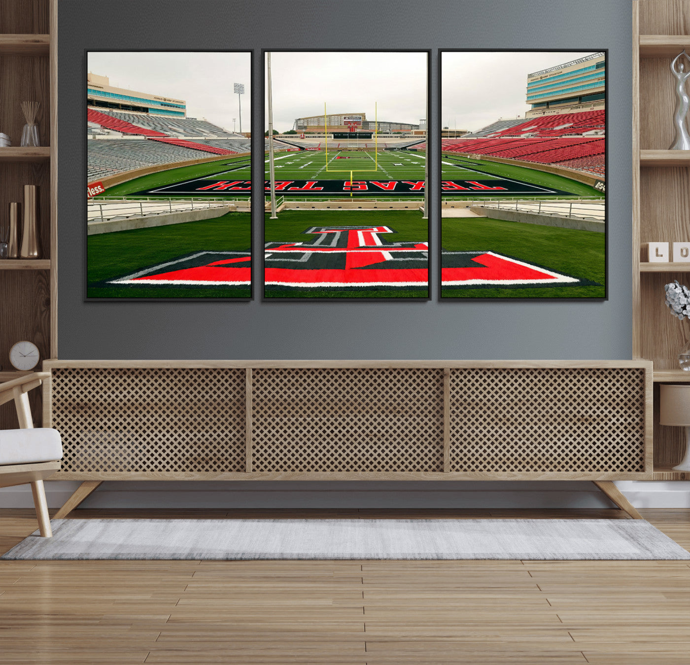 MGV-FC-60X30-3P - Texas Tech Red Raiders Football Team Print - Lubbock Jones AT&T Stadium Wall Art Canvas Print