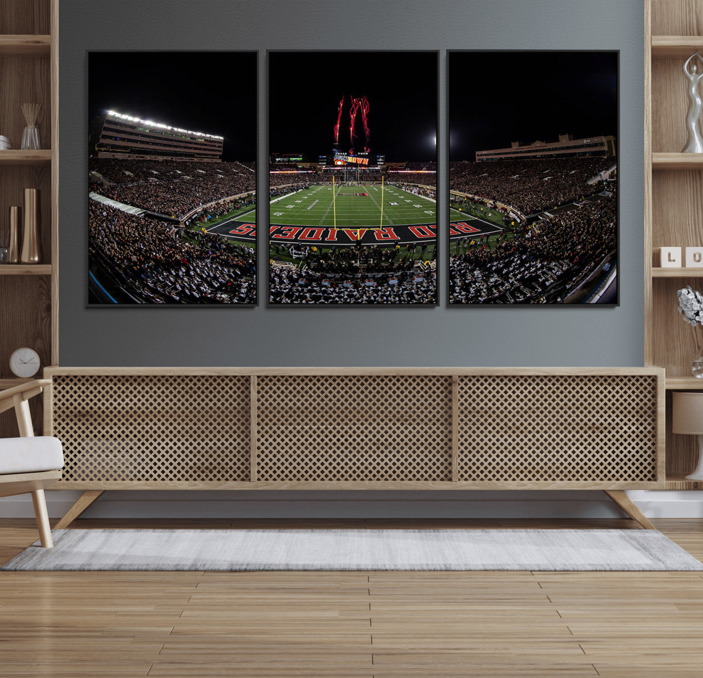 83122-MGV-FC-60X30-3P_Black-Framed Texas Tech Red Raiders Stadium Canvas, Texas Tech Red Raiders Football Team Print - Lubbock