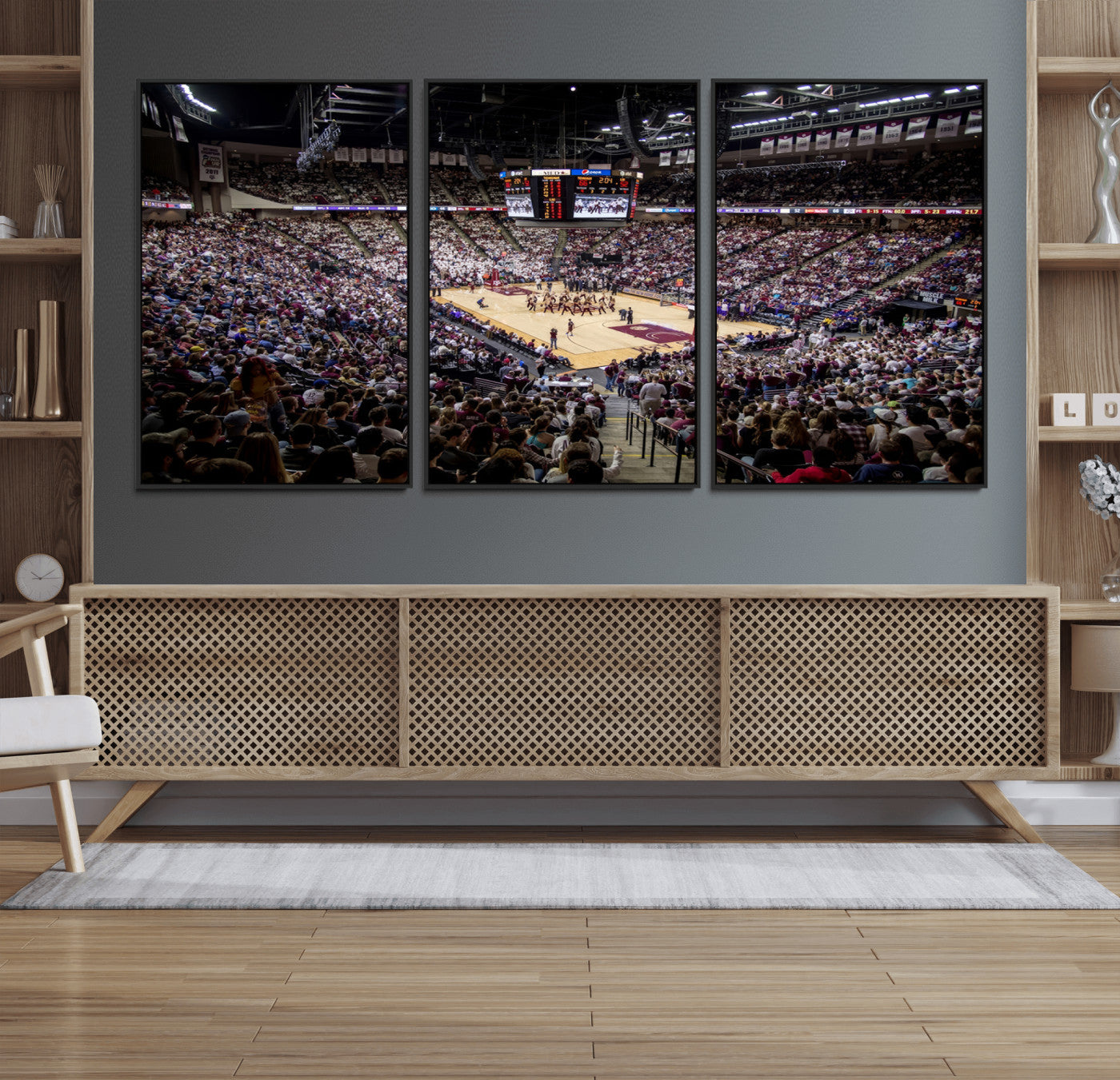76876-MGV-FC-60X30-3P_Black-University of Nebraska Cornhuskers Basketball Team Print - Lincoln Red Arena Wall Art Canvas Print