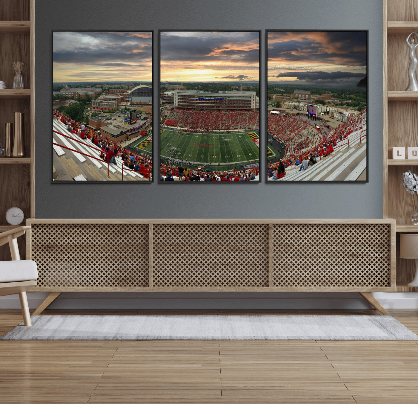 29993-MGV-FC-60X30-3P_Black-University of Maryland Terrapins Football Team Print - College Park SECU Stadium Wall Art Canvas
