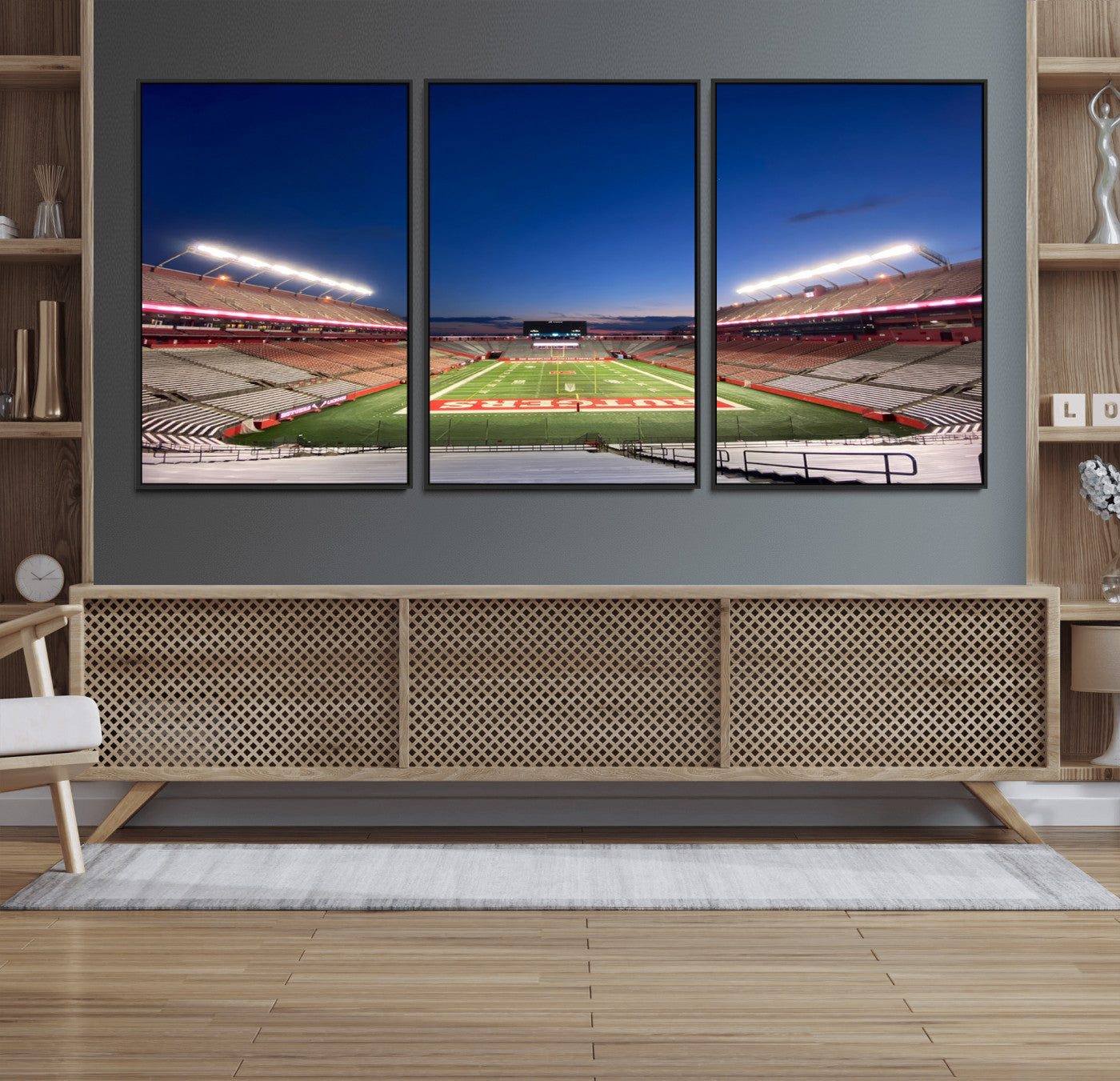15051-MGV-FC-60X30-3P_Black-Rutgers Scarlet Knights Football Team Print - Piscataway SHI Stadium Wall Art Canvas Print