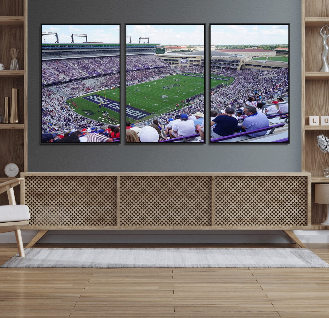 95139-MGV-FC-60X30-3P_Black-The Texas Christian University TCU Horned Frogs Football Team Print - Fort Worth Amon G. Carter