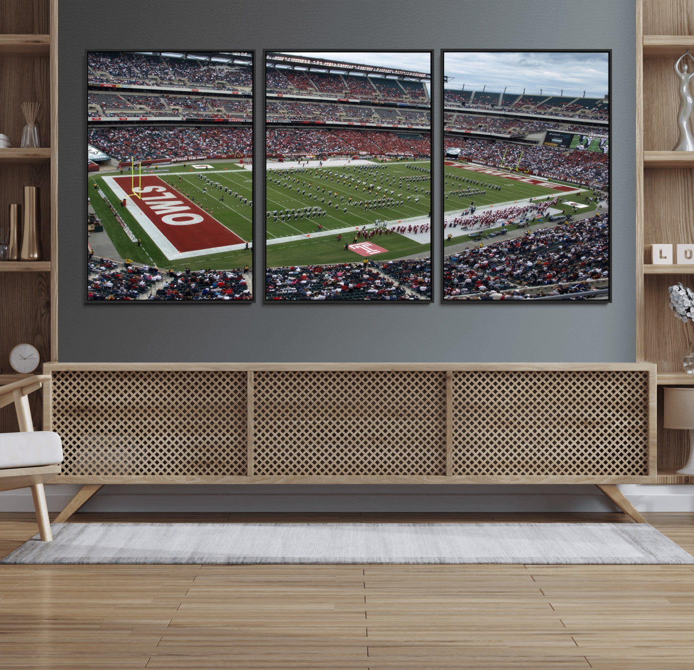 15310-MGV-FC-60X30-3P_Black-The Temple University Owls Athletics Team Print - Philadelphia Lincoln Financial Field Stadium Wall