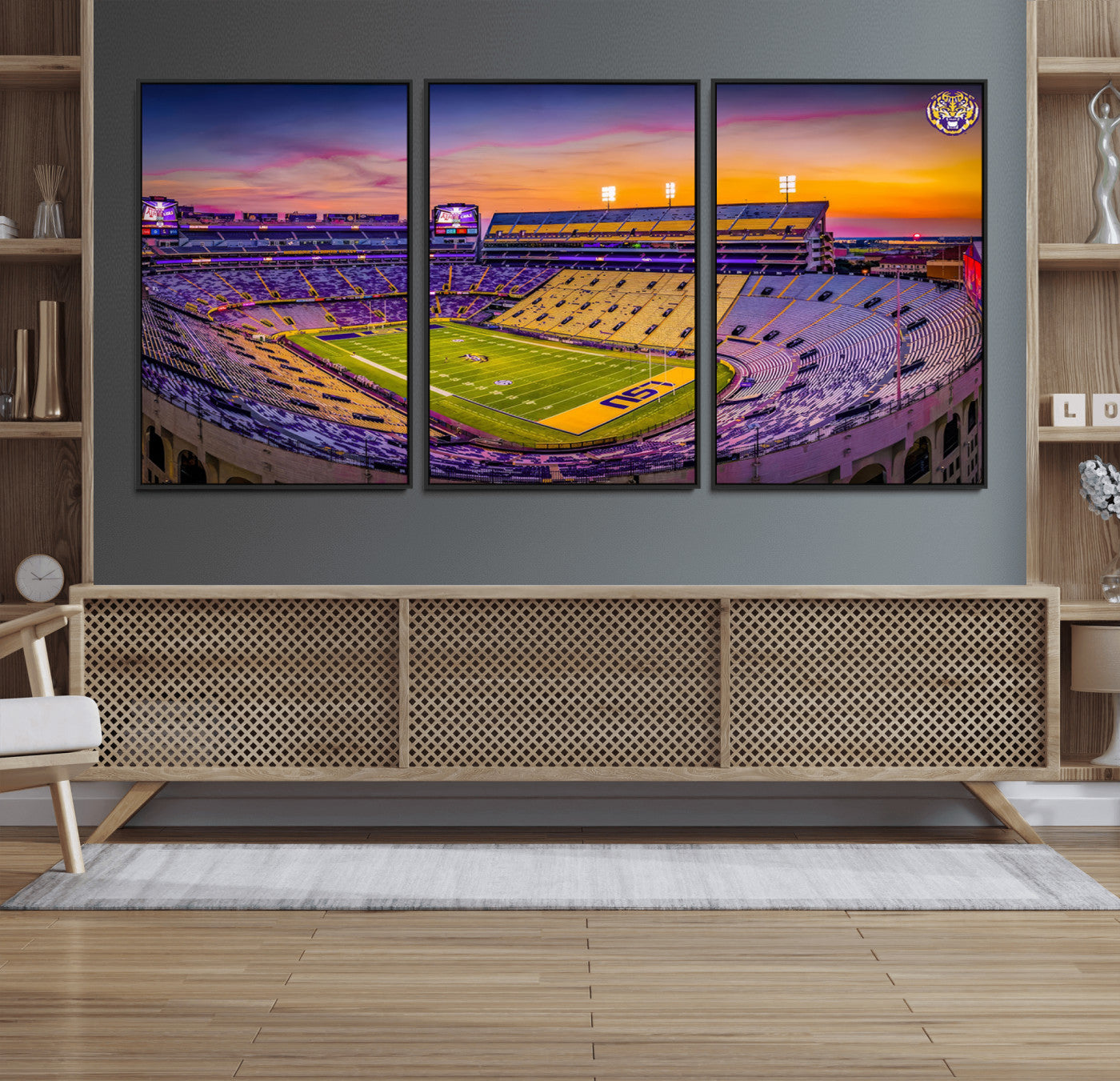 MGV-FC-60X30-3P - The Louisiana State University Tigers Football Team Print - Baton Rouge Tiger Stadium Wall Art