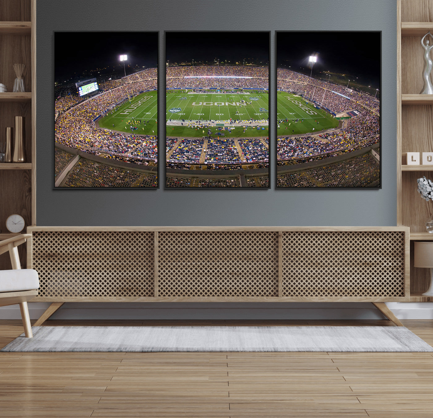 52855-MGV-FC-60X30-3P_Black-The University of Connecticut UCONN Huskies Football Team Print - East Hartford Pratt & Whitney