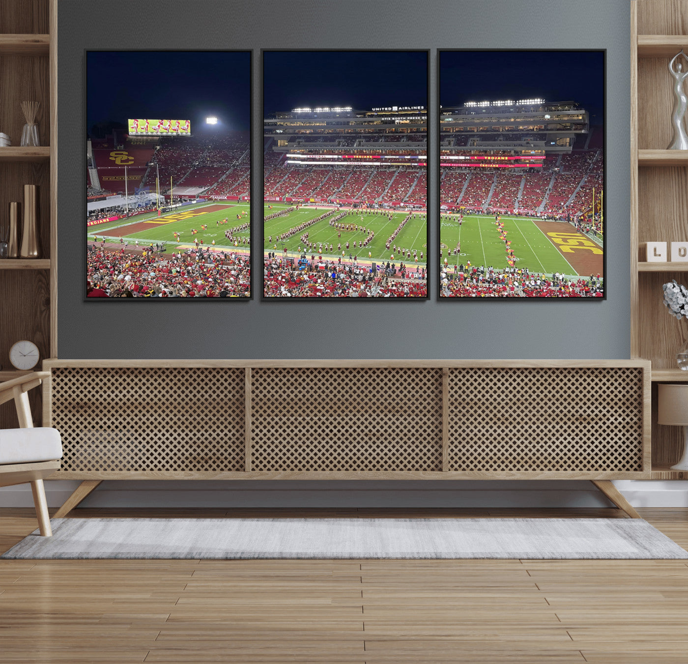 26280-MGV-FC-60X30-3P_Black-The University of Southern California USC Trojans Football Team Print - Los Angeles Memorial