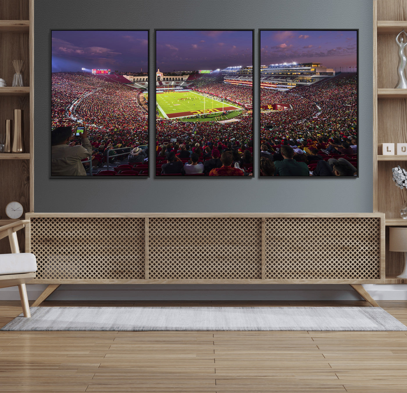 73373-MGV-FC-60X30-3P_Black-The University of Southern California USC Trojans Football Team Print - Los Angeles Memorial