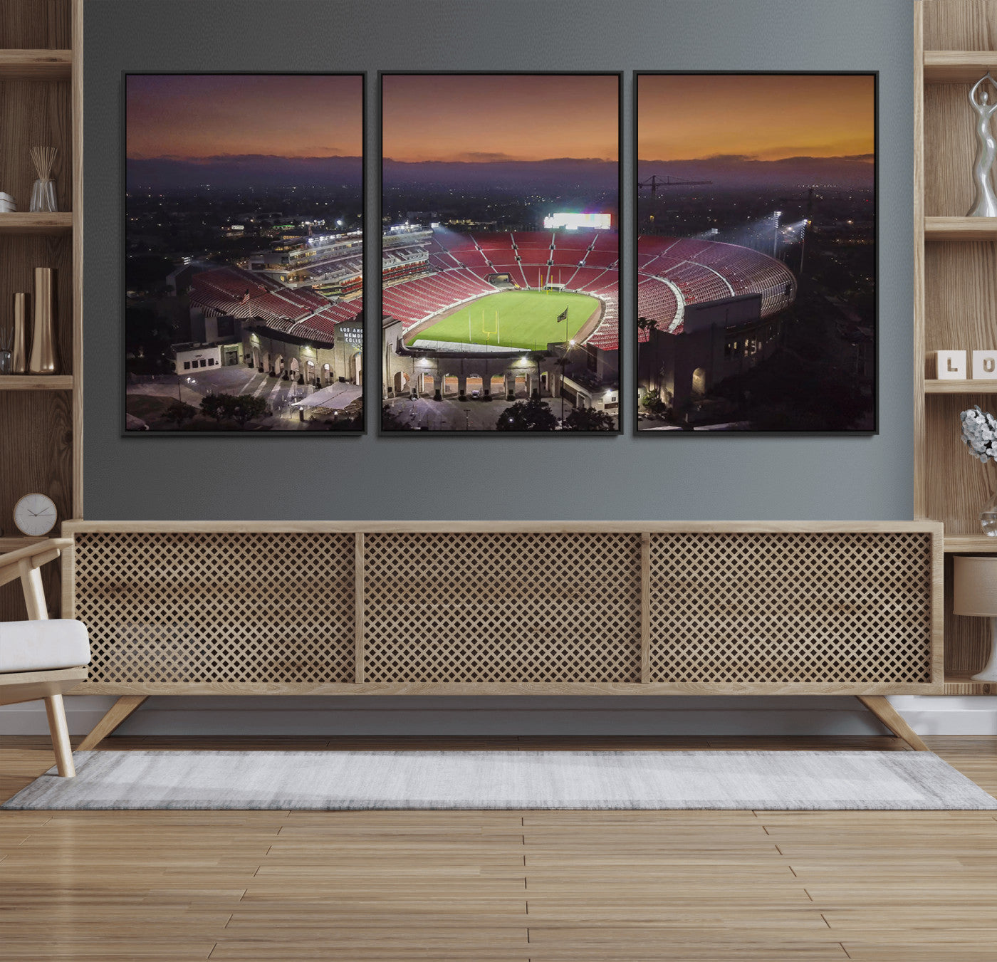 50666-MGV-FC-60X30-3P_Black-The University of Southern California USC Trojans Football Team Print - Los Angeles Memorial