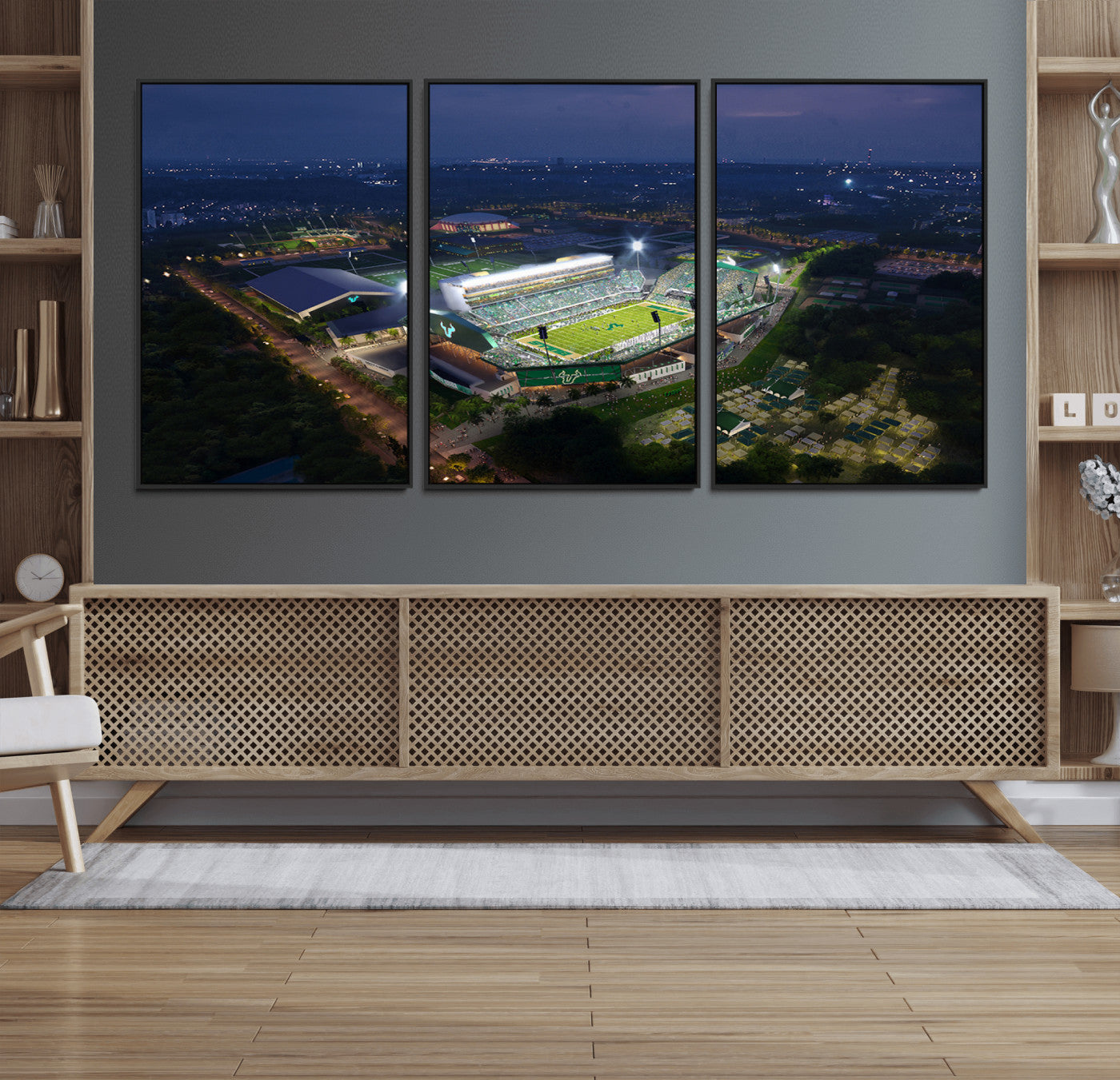 27554-MGV-FC-60X30-3P_Black-The University of South Florida Bulls Football Team Print - Tampa USF Football Stadium Wall Art