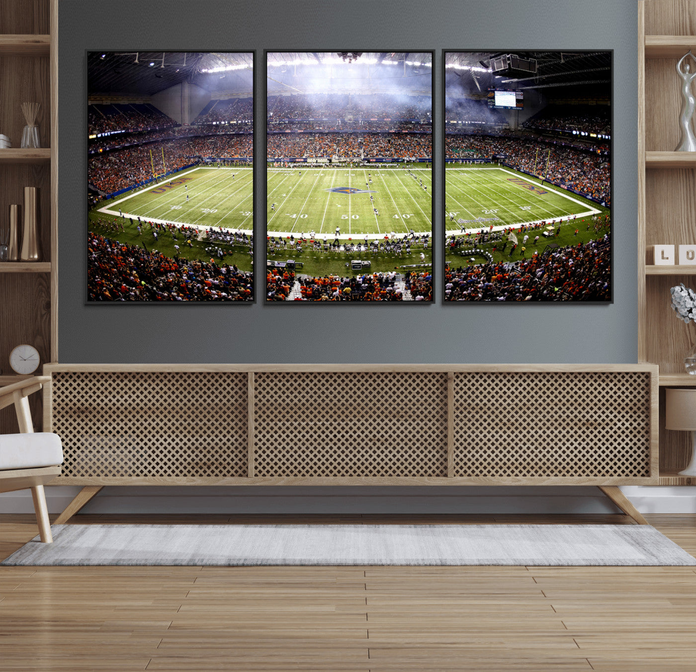 46972-MGV-FC-60X30-3P_Black-The University of Texas at San Antonio Roadrunners Football Team Print - San Antonio Alamodome Wall