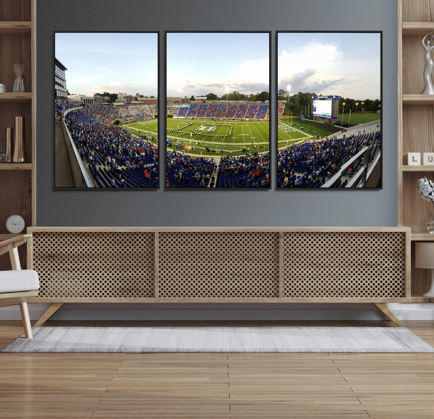 44850-MGV-FC-60X30-3P_Black-The Duke University Blue Devils Football Team Print - Durham Wallace Wade Stadium Wall Art Canvas