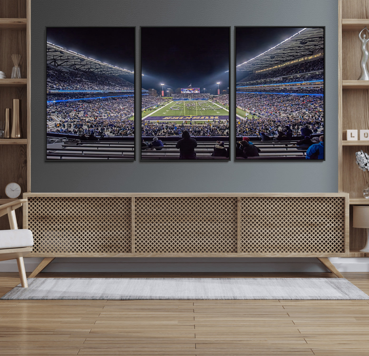 MGV-FC-60X30-3P - The University of Washington Huskies Football Team Print - Seattle Husky Stadium Wall Art Canvas