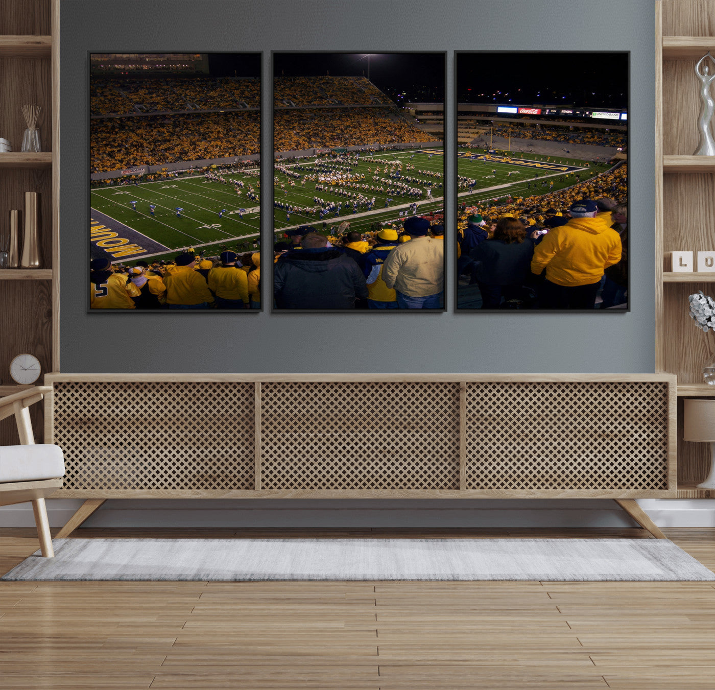 MGV-FC-60X30-3P - West Virginia Uni Mountaineers Football Team Print - Milan Puskar Stadium Canvas Print Wall Art,