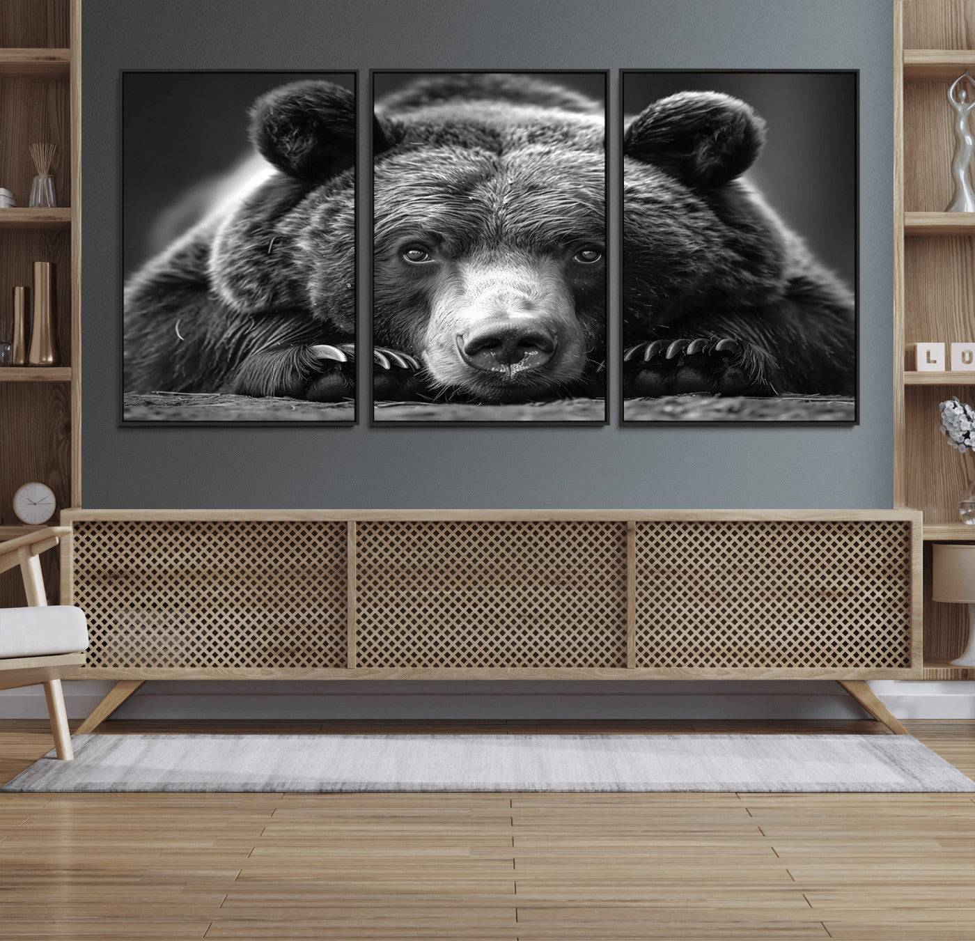 -Resting Grizzly 399 Bear Canvas Print | Ready to Hang Wall Art | Rustic Cabin & Farmhouse Decor |