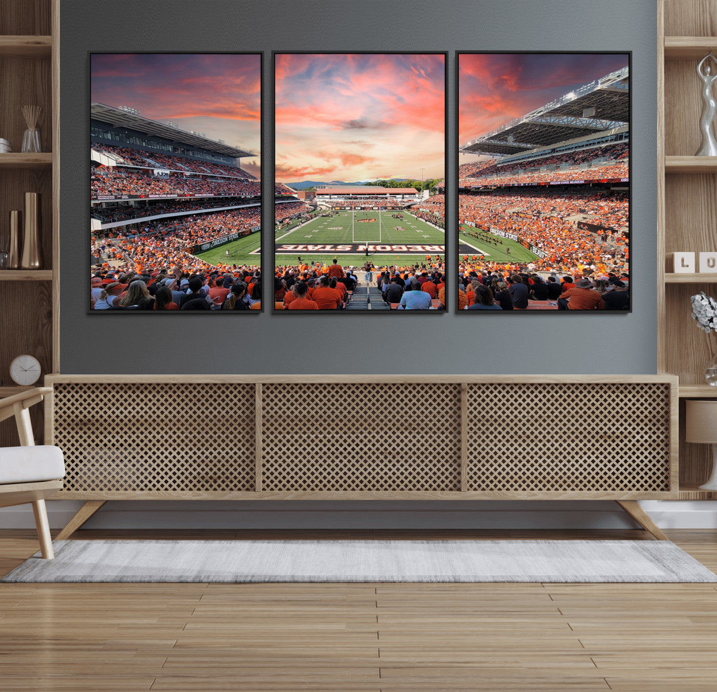 54167-MGV-CV-36X24-Oregon State Beavers Football Team Print - Corvallis Reser Stadium Wall Art Canvas Print