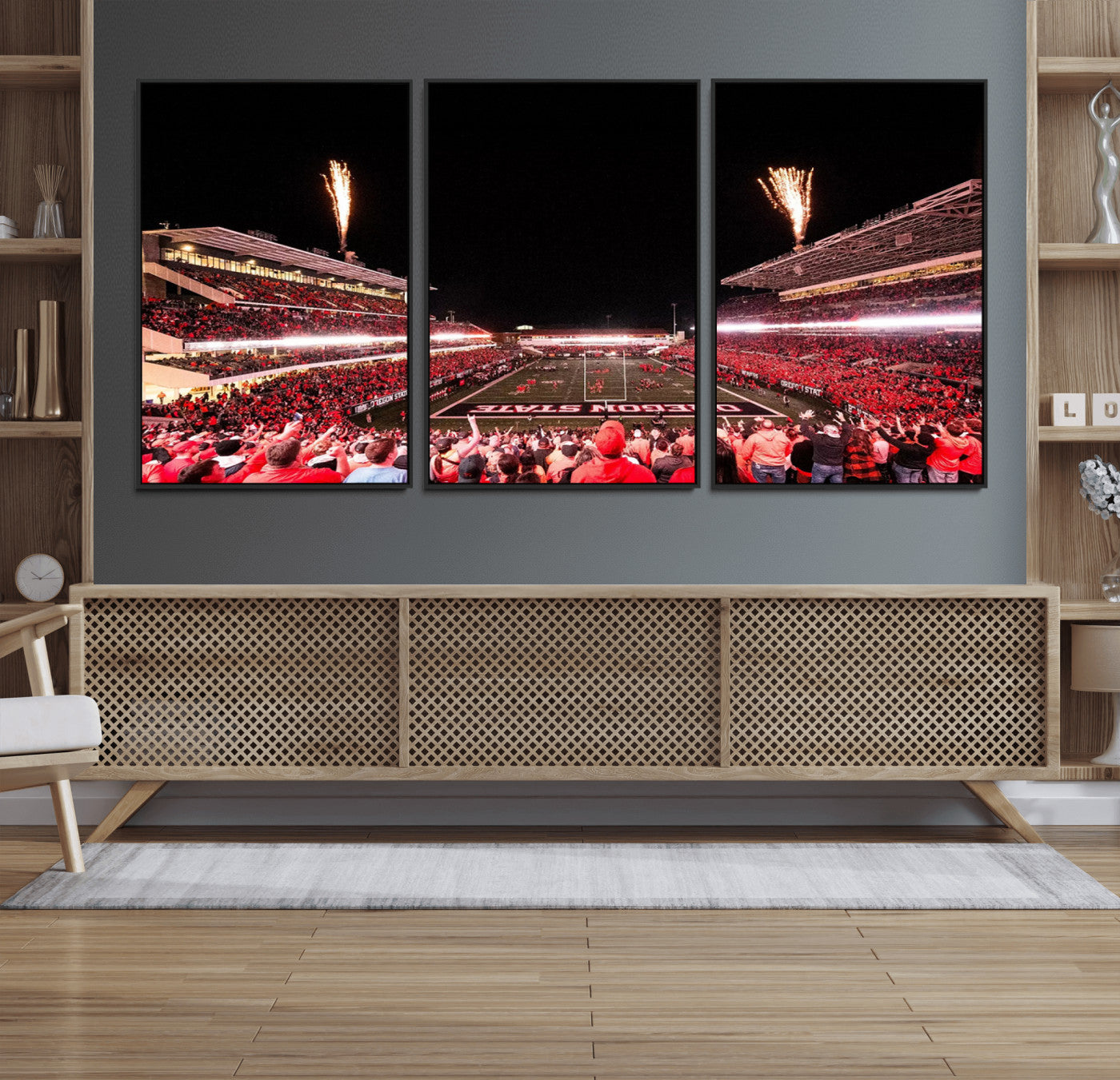 52633-MGV-FC-60X30-3P_Black-Oregon State Beavers Football Team Print - Corvallis Reser Stadium Wall Art Canvas Print