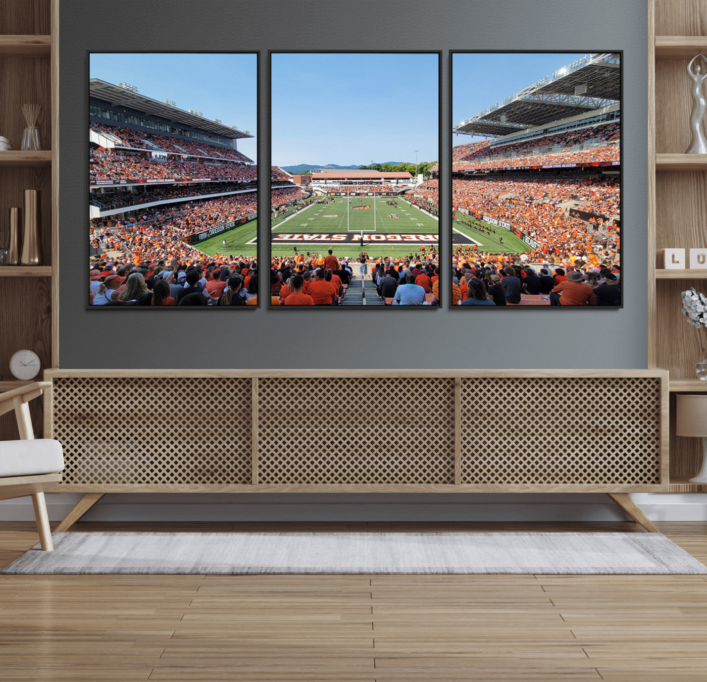 35211-MGV-FC-60X30-3P_Black-Oregon State Beavers Football Team Print - Corvallis Reser Stadium Wall Art Canvas Print