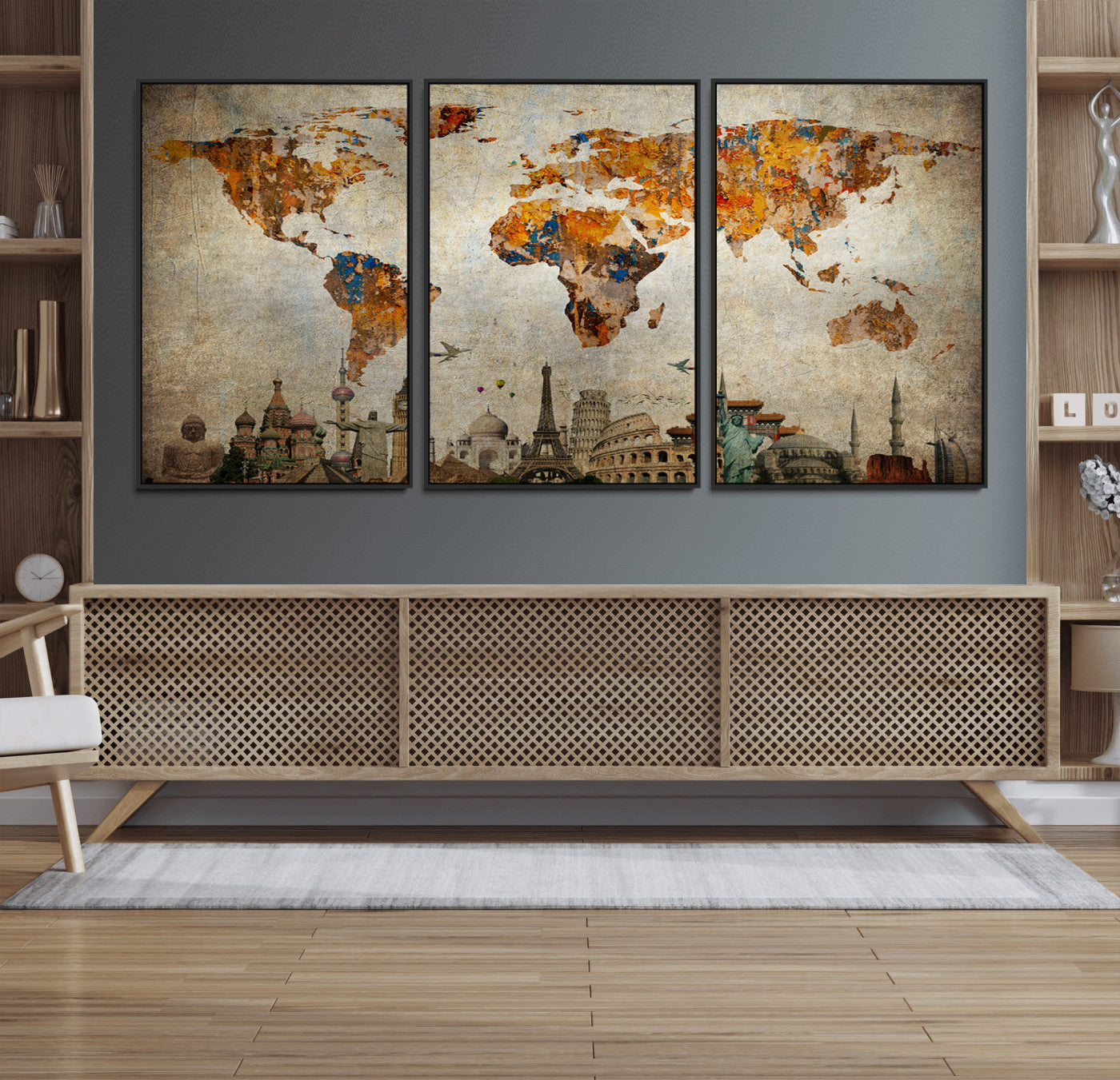 54918-MGV-FC-60X30-3P_Black-Push Pin World Map Canvas Print – Travel Tracker Wall Art for Couples, Perfect Anniversary Gift for Home or Office Decor