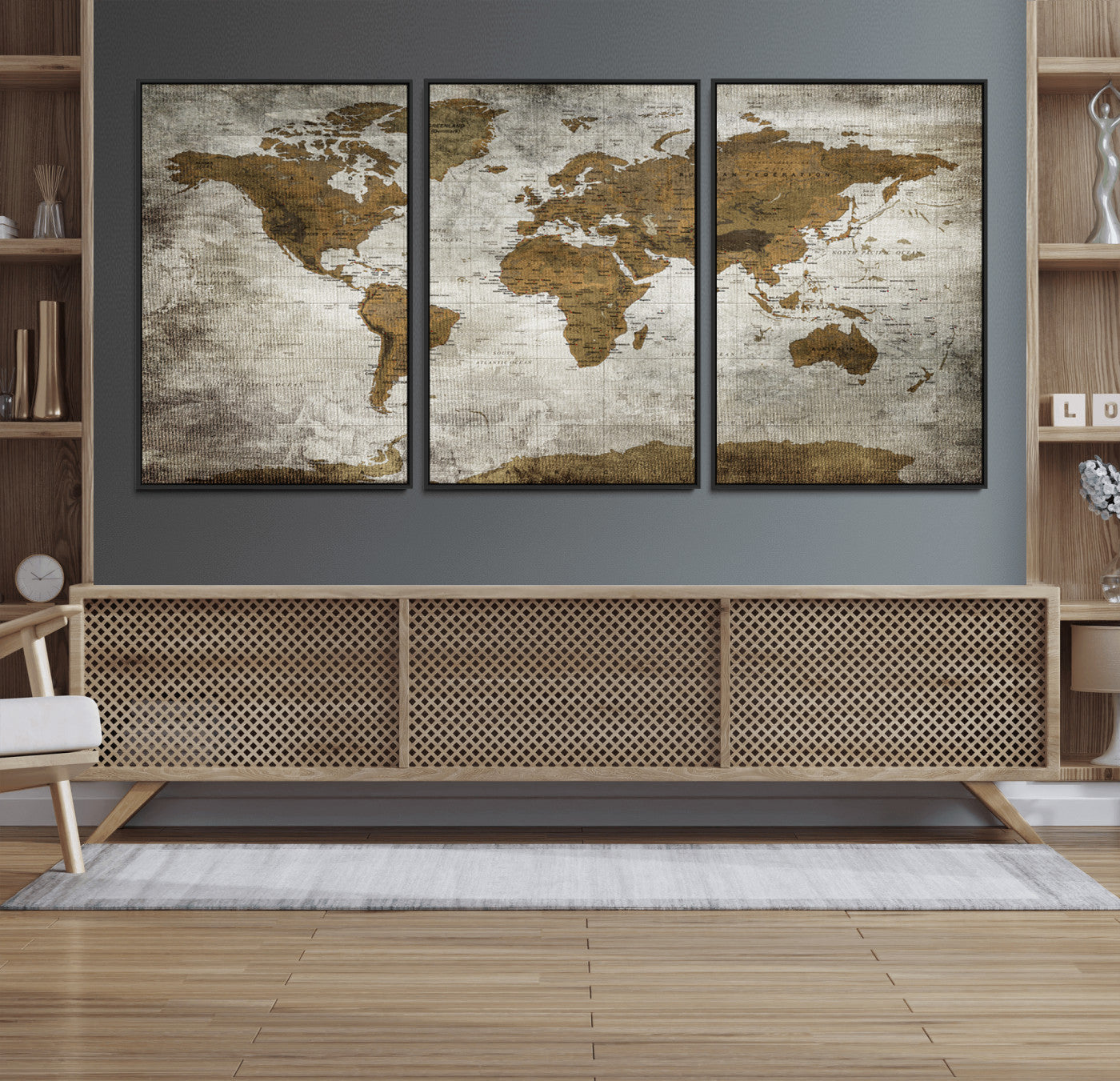 14838-MGV-CV-36X24-Push Pin World Map Canvas Print – Travel Tracker Wall Art for Couples, Perfect Anniversary Gift for Home or Office Decor