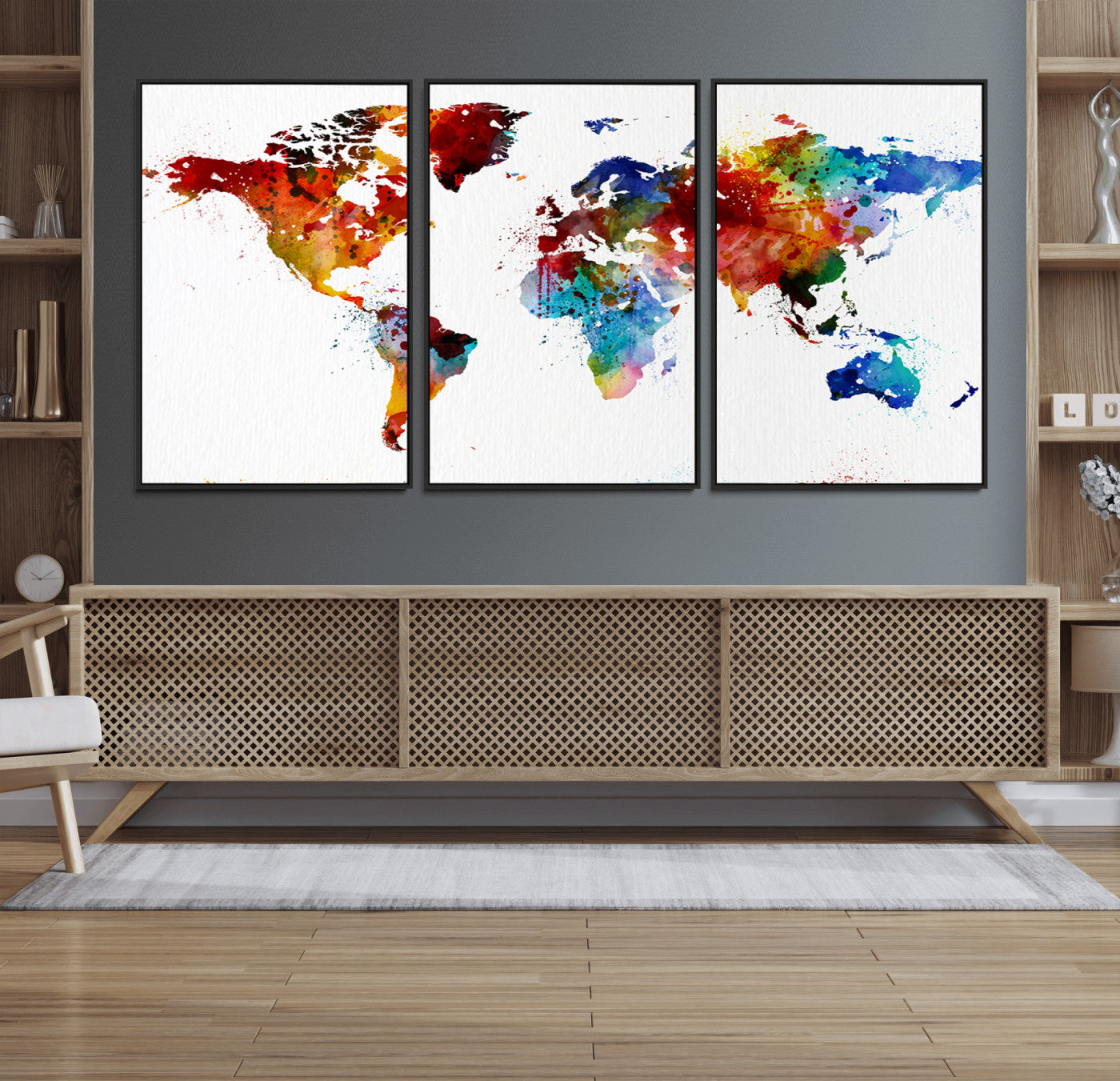 94085-MGV-FC-60X30-3P_Black-Push Pin World Map Canvas Print – Travel Tracker Wall Art for Couples, Perfect Anniversary Gift for Home or Office Decor