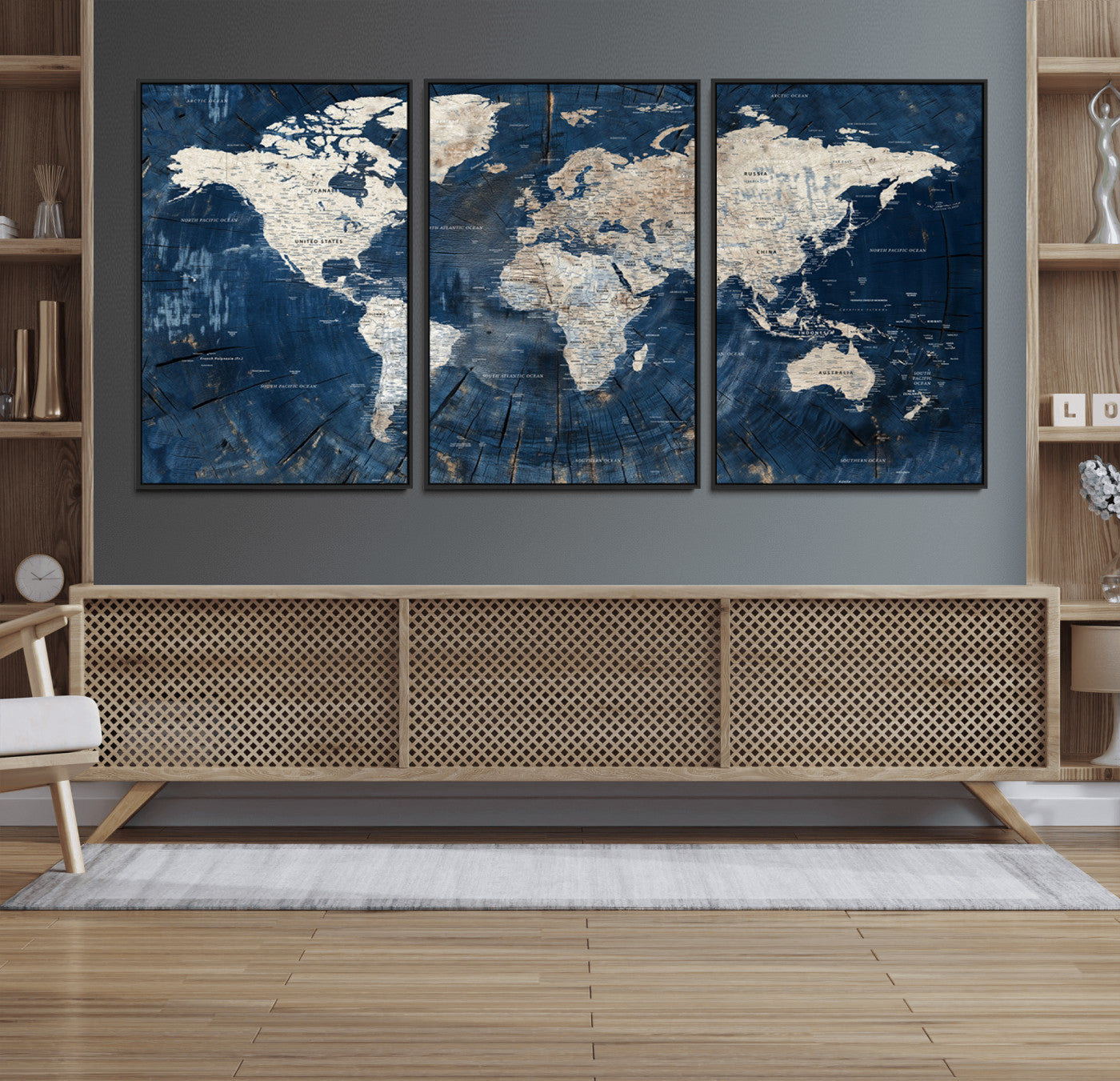 MGV-FC-60X30-3P - Push Pin World Map Canvas Print – Framed Wall Art for Couples to Track Their Travels – Anniversary