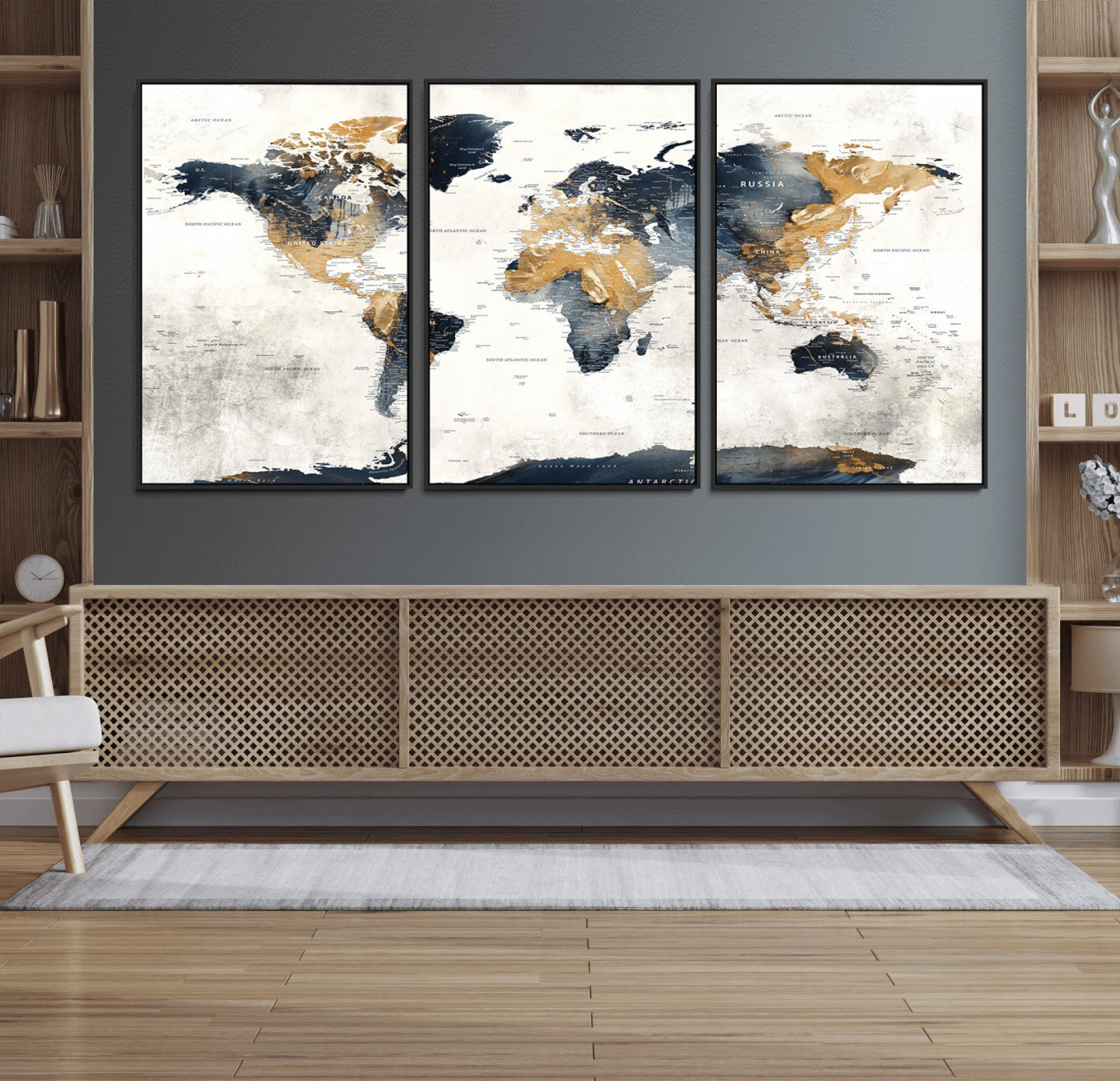 72479-MGV-CV-36X24-Push Pin World Map Canvas Print – Travel Tracker Wall Art for Couples, Perfect Anniversary Gift for Home or Office Decor
