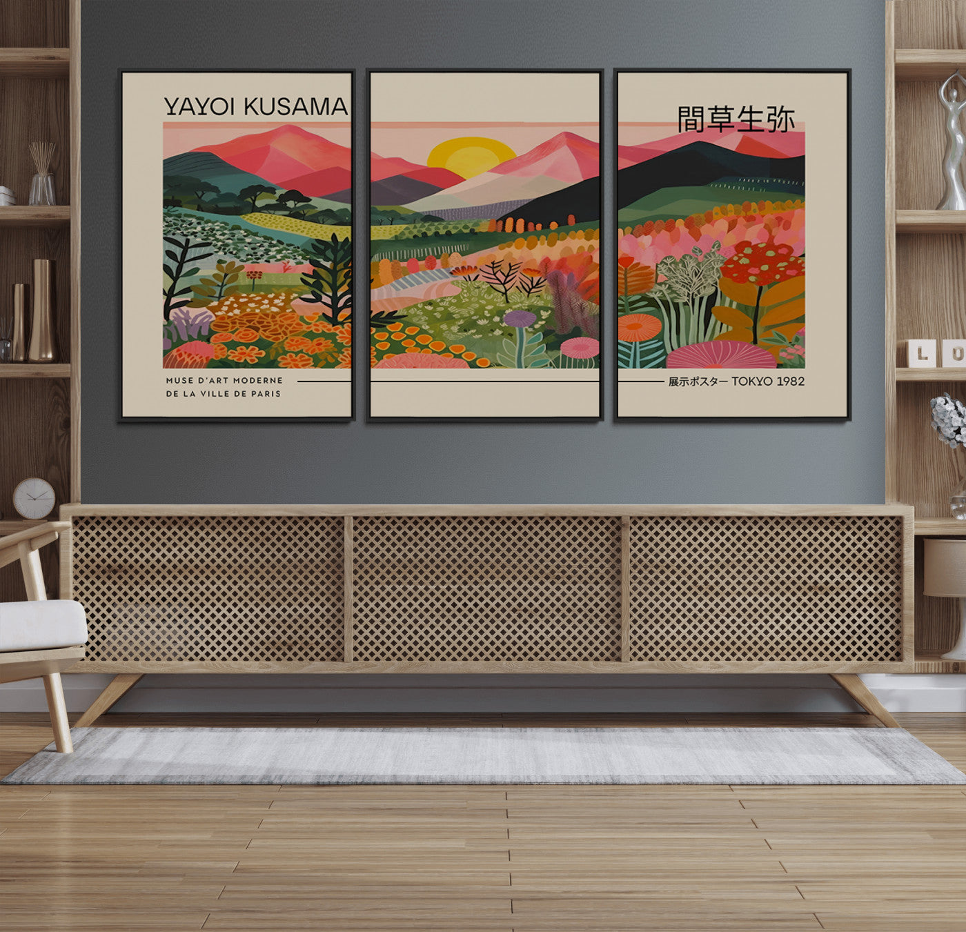 MGV-FC-60X30-3P - Yayoi Kusama 1986 Wall Art Print – Yayoi Kusama Wabi Sabi Japanese Wall Art Print - Vibrant Abstract