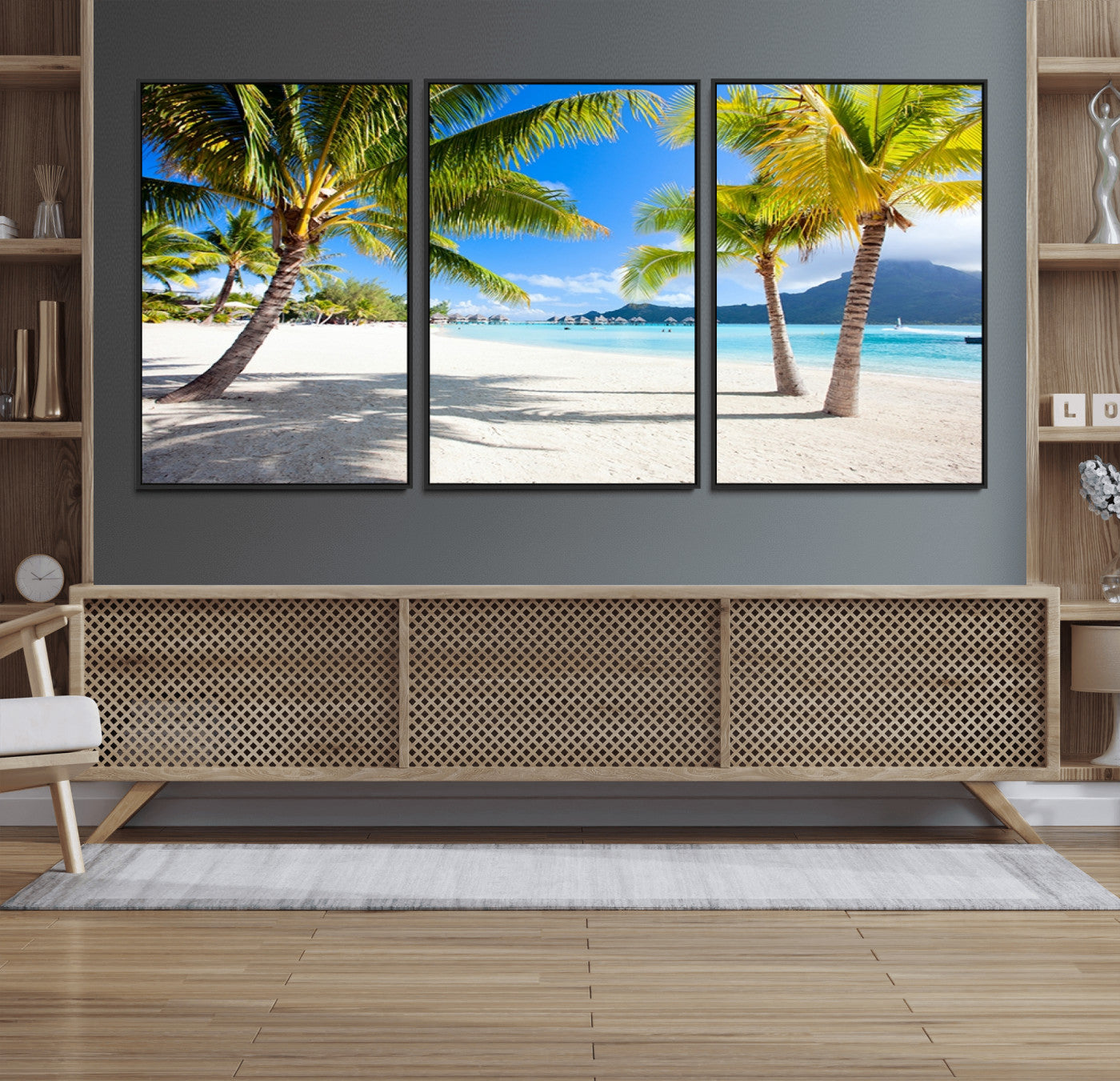 MGV-FC-60X30-3P - Blue Beach and Sea Wall Art Canvas Print