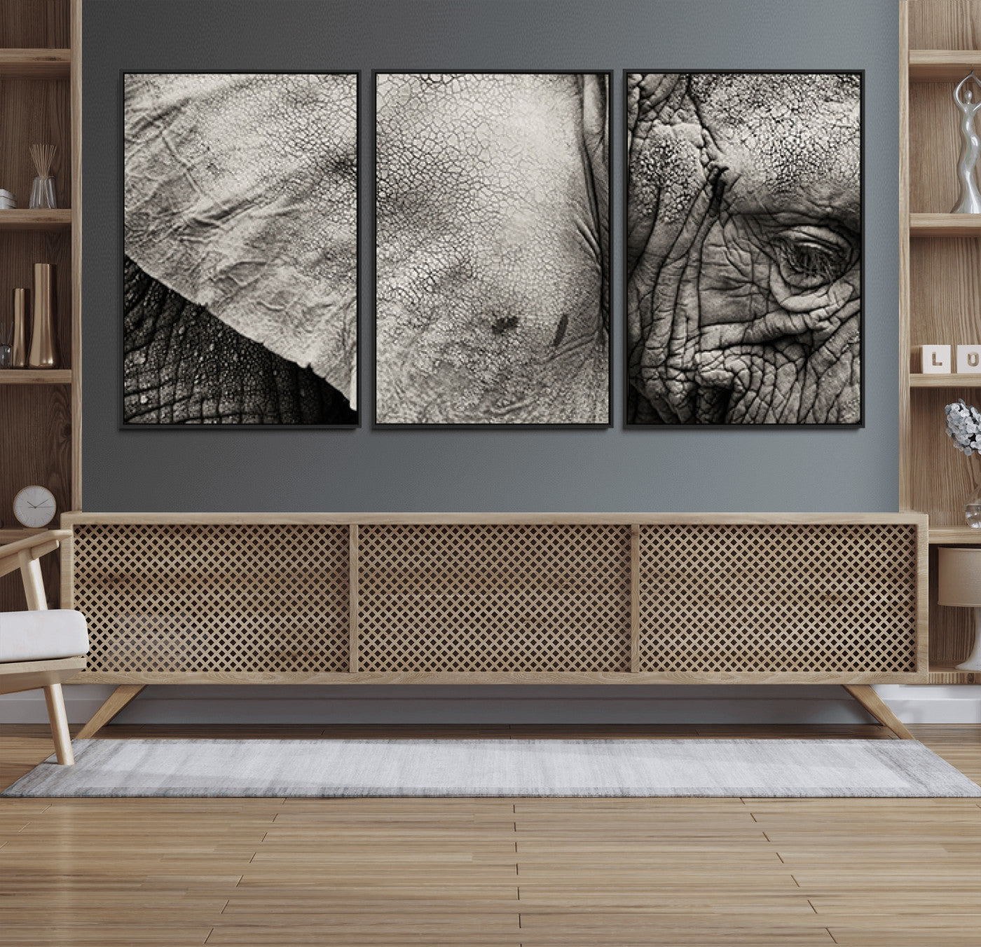 53588-MGV-FC-60X30-3P_Black-Elephant Wall Art Canvas Print
