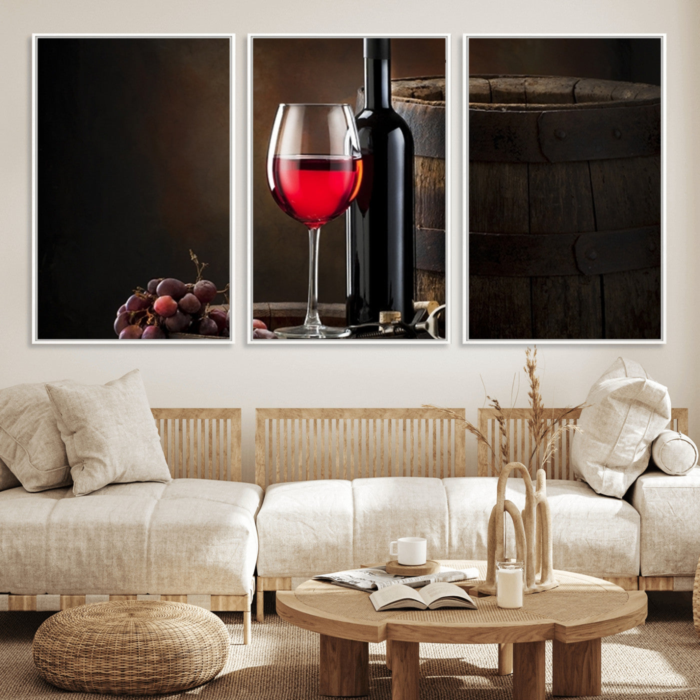 MGV-FC-60X30-3P - Red Wine and Bottle Canvas Print