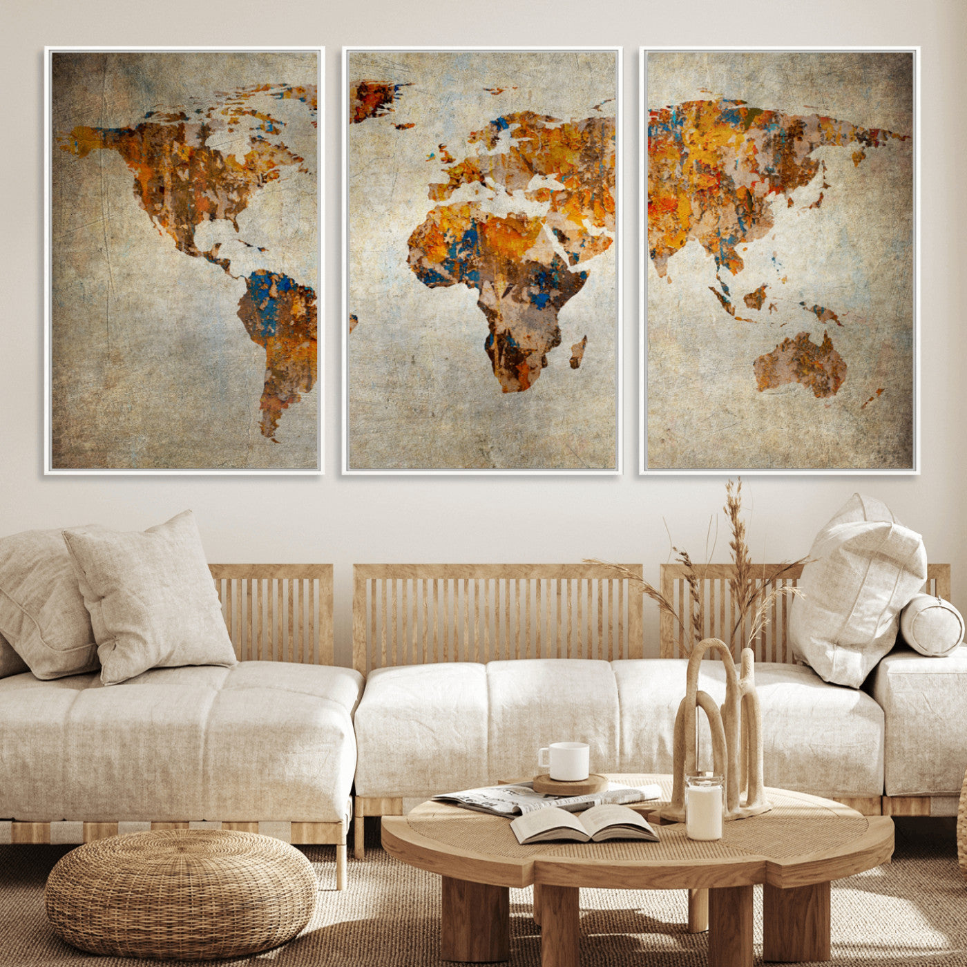 MGV-FC-60X30-3P - Push Pin World Map Canvas Print – Framed Wall Art for Couples to Track Their Travels – Anniversary