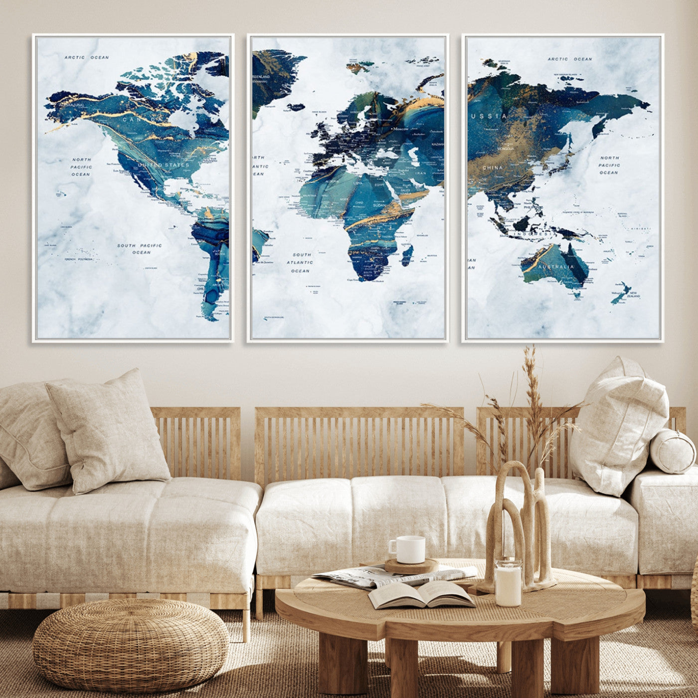 MGV-FC-60X30-3P - Push Pin World Map Canvas Print – Framed Wall Art for Couples to Track Their Travels – Anniversary