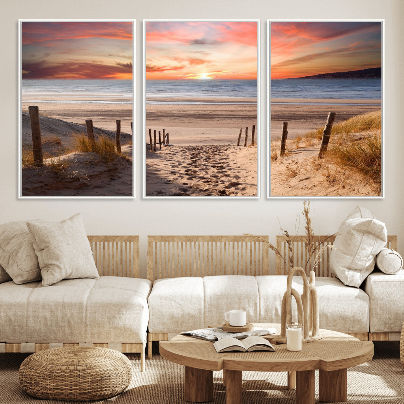 MGV-FC-60X30-3P - Sunset on the Sea Wall Art Canvas Print