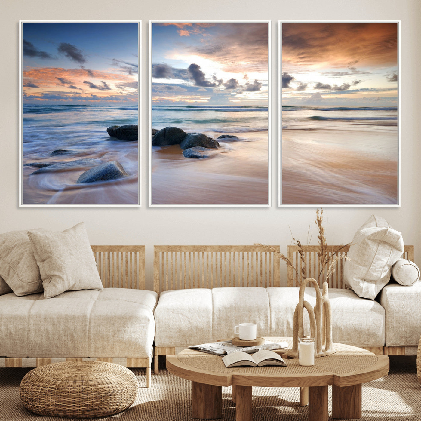 MGV-FC-60X30-3P - Serene Weather On The Beach Wall Art Canvas Print