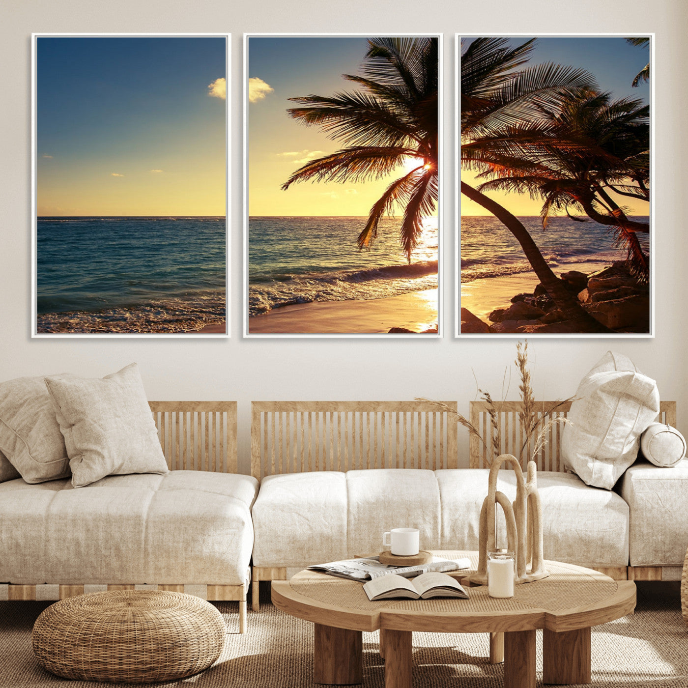 MGV-FC-60X30-3P - Sunset Palm Trees Wall Art Canvas Print