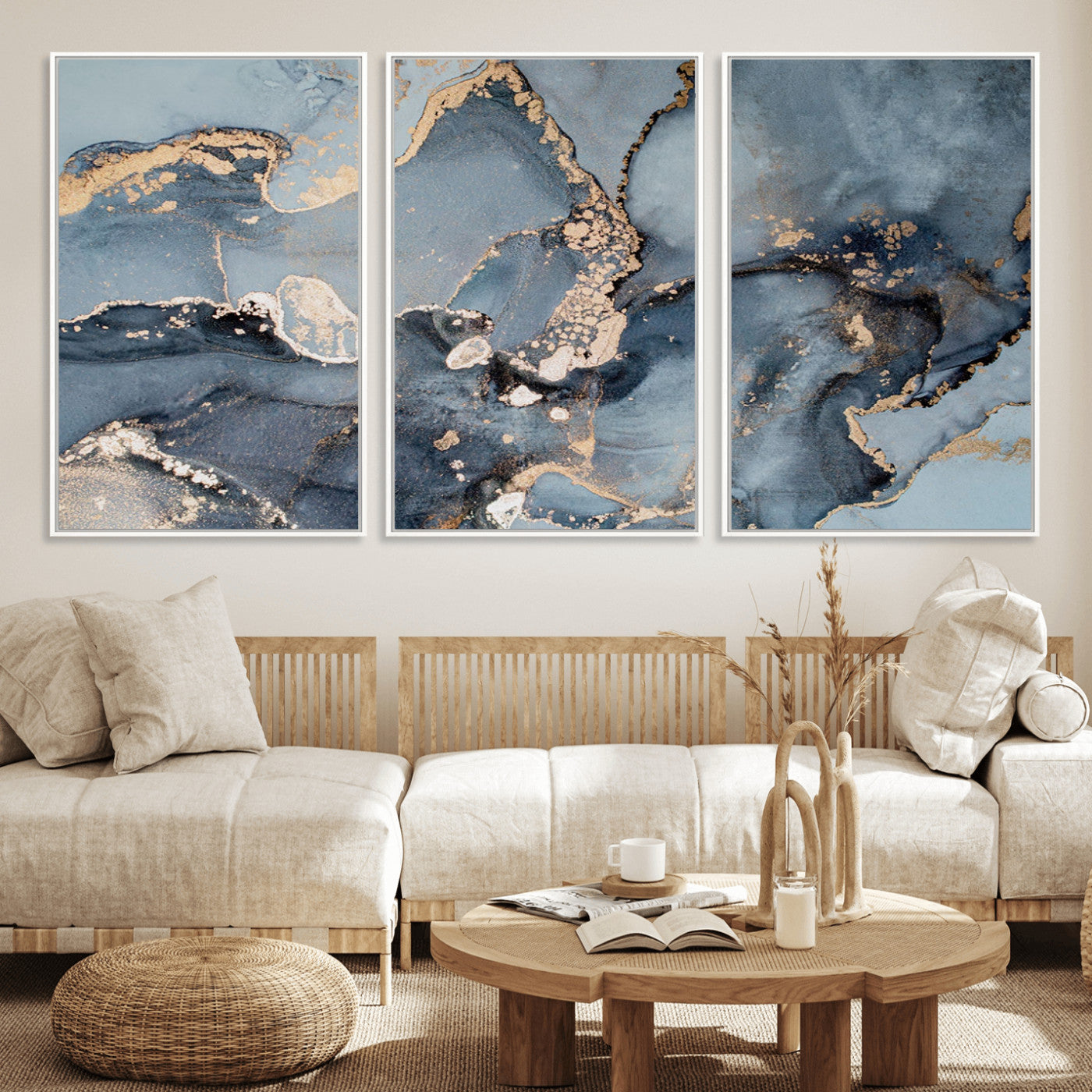 MGV-FC-60X30-3P - Multipanel Marble Fluid Effect Wall Art Abstract Canvas Wall Art Print