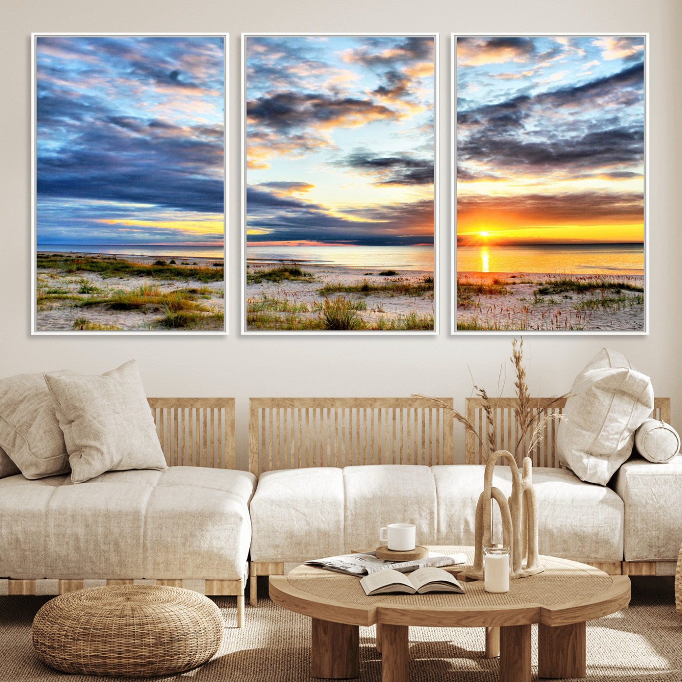 MGV-FC-60X30-3P - Sunset On The Ocean Wall Art Canvas Print