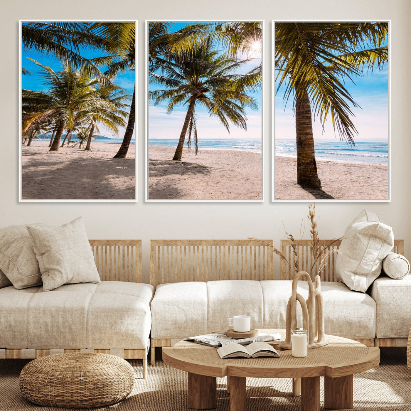 MGV-FC-60X30-3P - Palm Beach Tropical Island Wall Art Canvas Print
