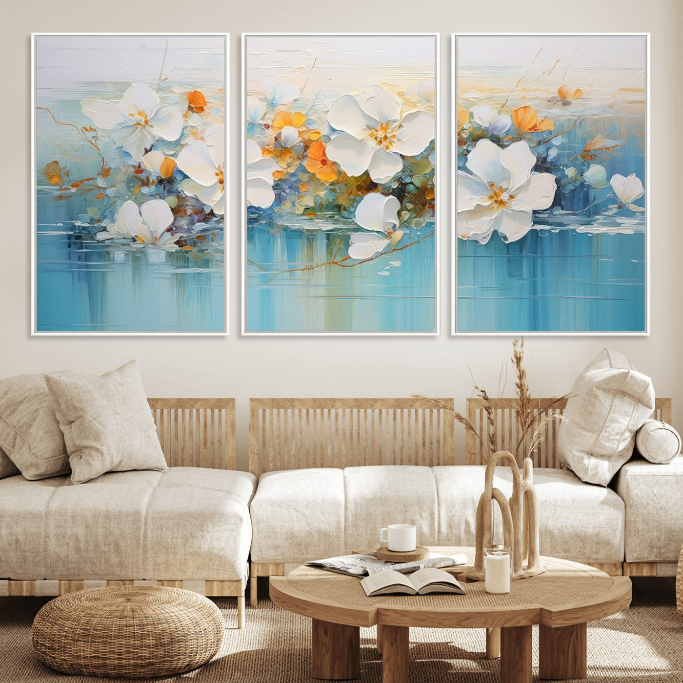 MGV-FC-60X30-3P - Abstract Flower Wall Art Canvas Print