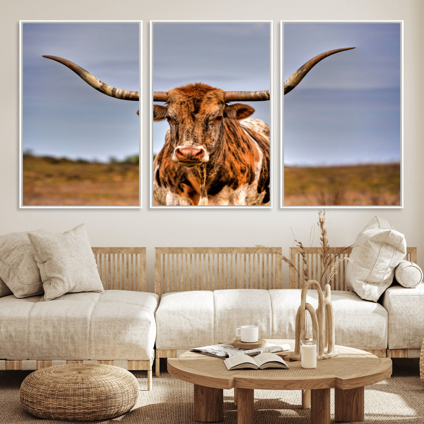 MGV-FC-60X30-3P - Texas Longhorn Wall Art Print