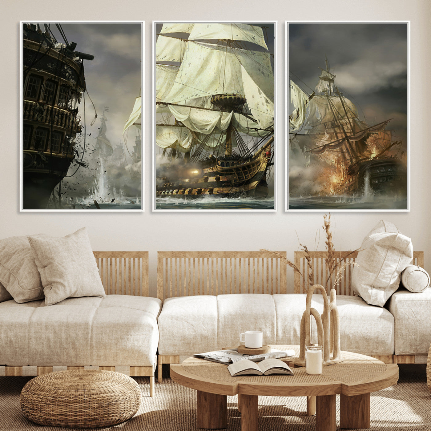 MGV-FC-60X30-3P - Pirate Ship War Wall Art Canvas Print