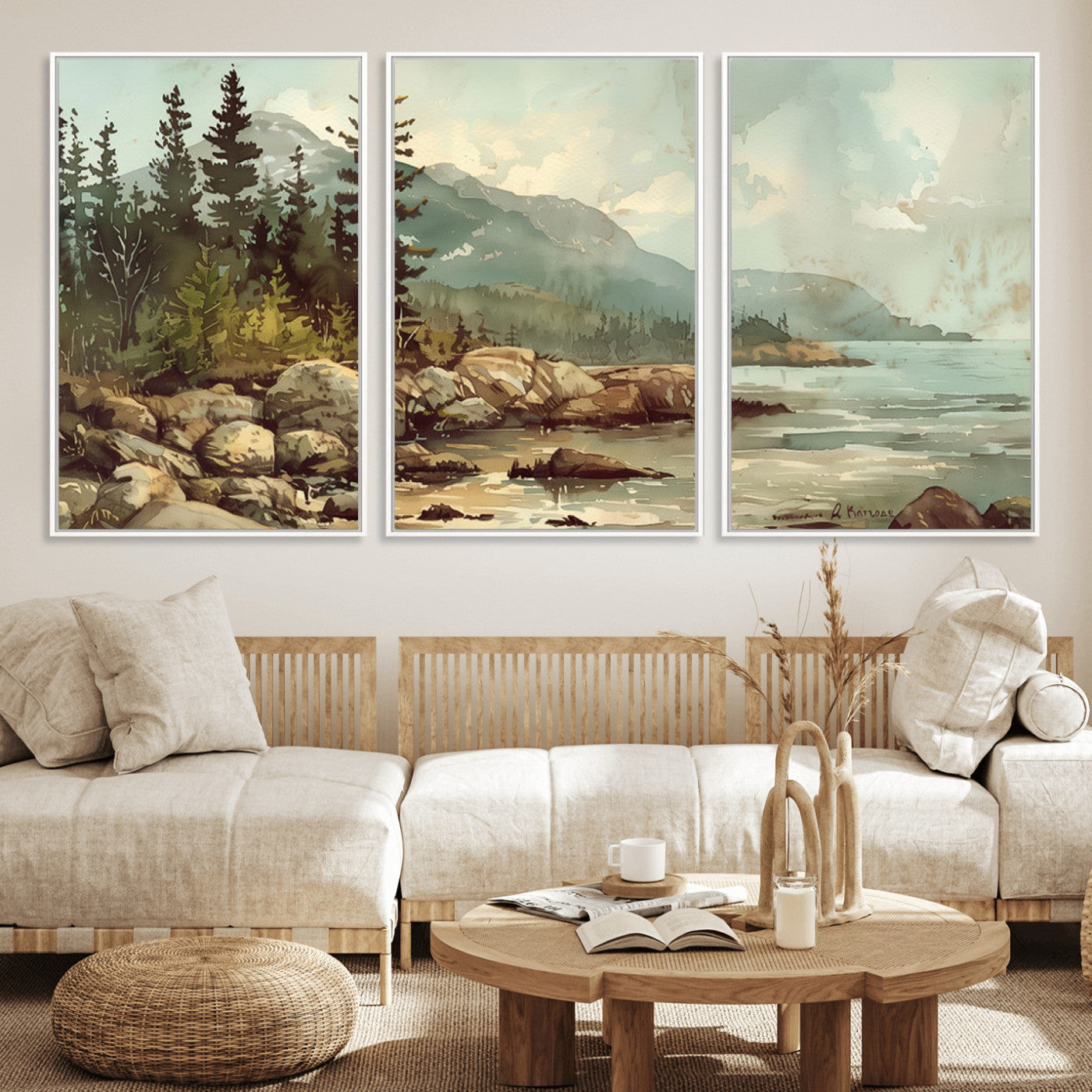 MGV-FC-60X30-3P - Abstract Acadia National Park Wall Art Canvas Print - Stunning 3-Panel Wall Art Canvas Print, Framed, Ready to Hang