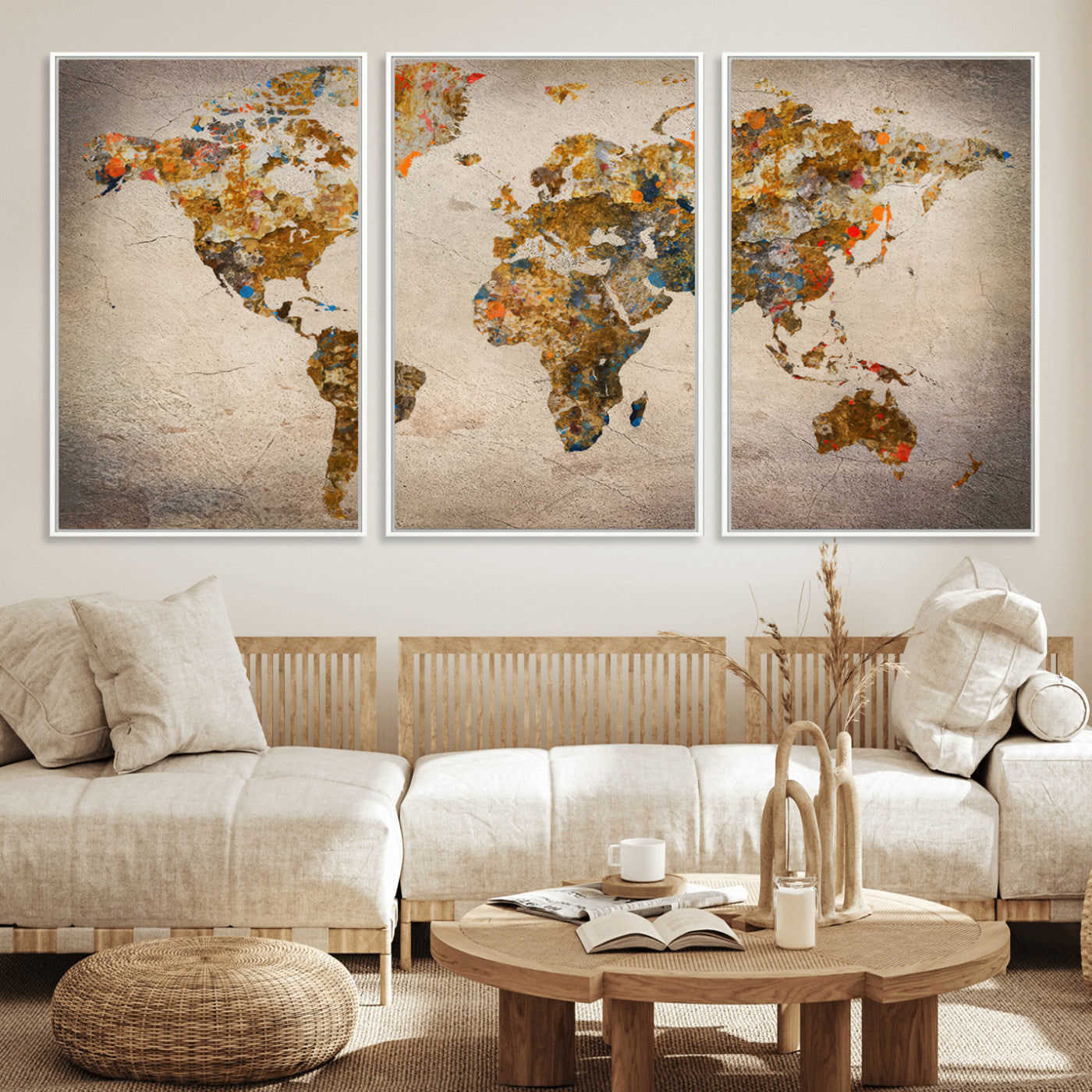 MGV-FC-60X30-3P - Push Pin World Map Canvas Print – Framed Wall Art for Couples to Track Their Travels – Anniversary