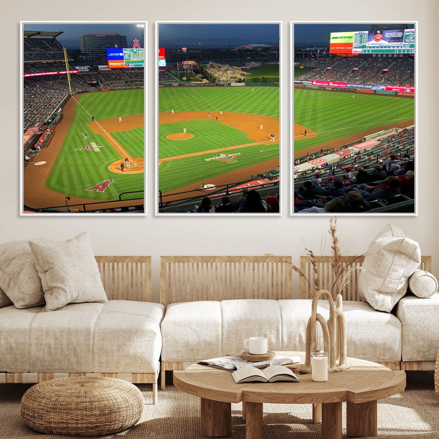 MGV-FC-60X30-3P - Angel Stadium Aerial View – Los Angeles Angels Baseball Canvas Print, Framed, Ready to Hang