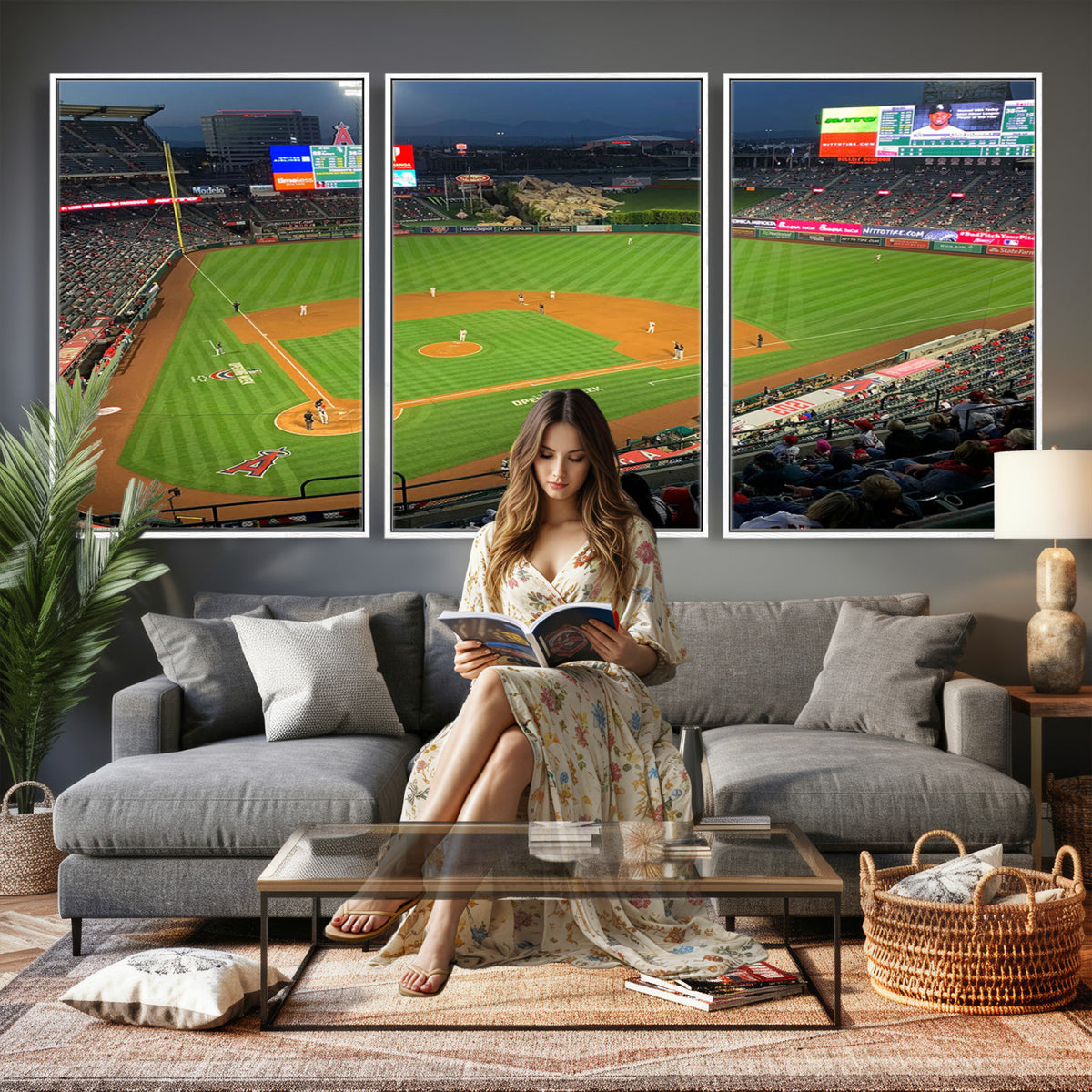 93707-MGV-CV-36X24 - Angel Stadium Aerial Canvas Print | Los Angeles Angels Baseball