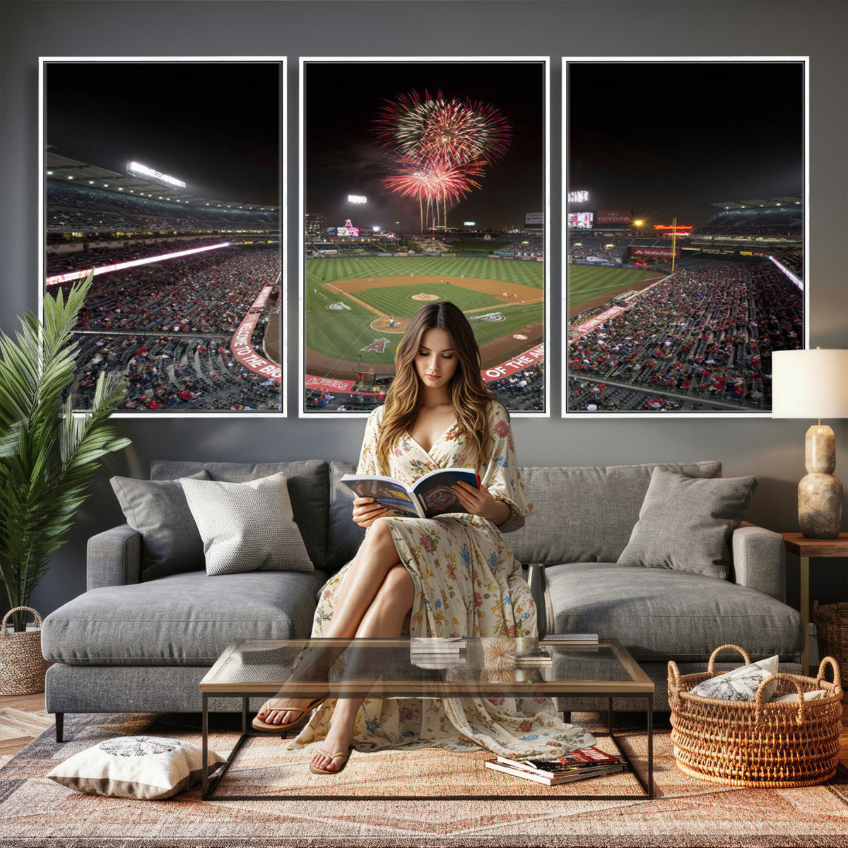 63592-MGV-CV-36X24 - Angel Stadium in Los Angeles Stadium Wall Art Canvas Print