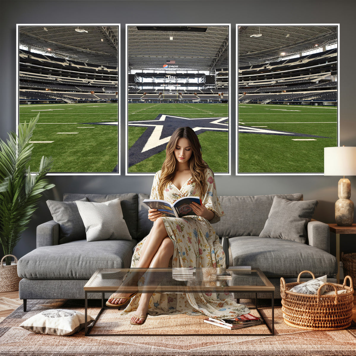 14834-MGV-CV-36X24 - Dallas Cowboys Football Team Print - Arlington AT&T Stadium