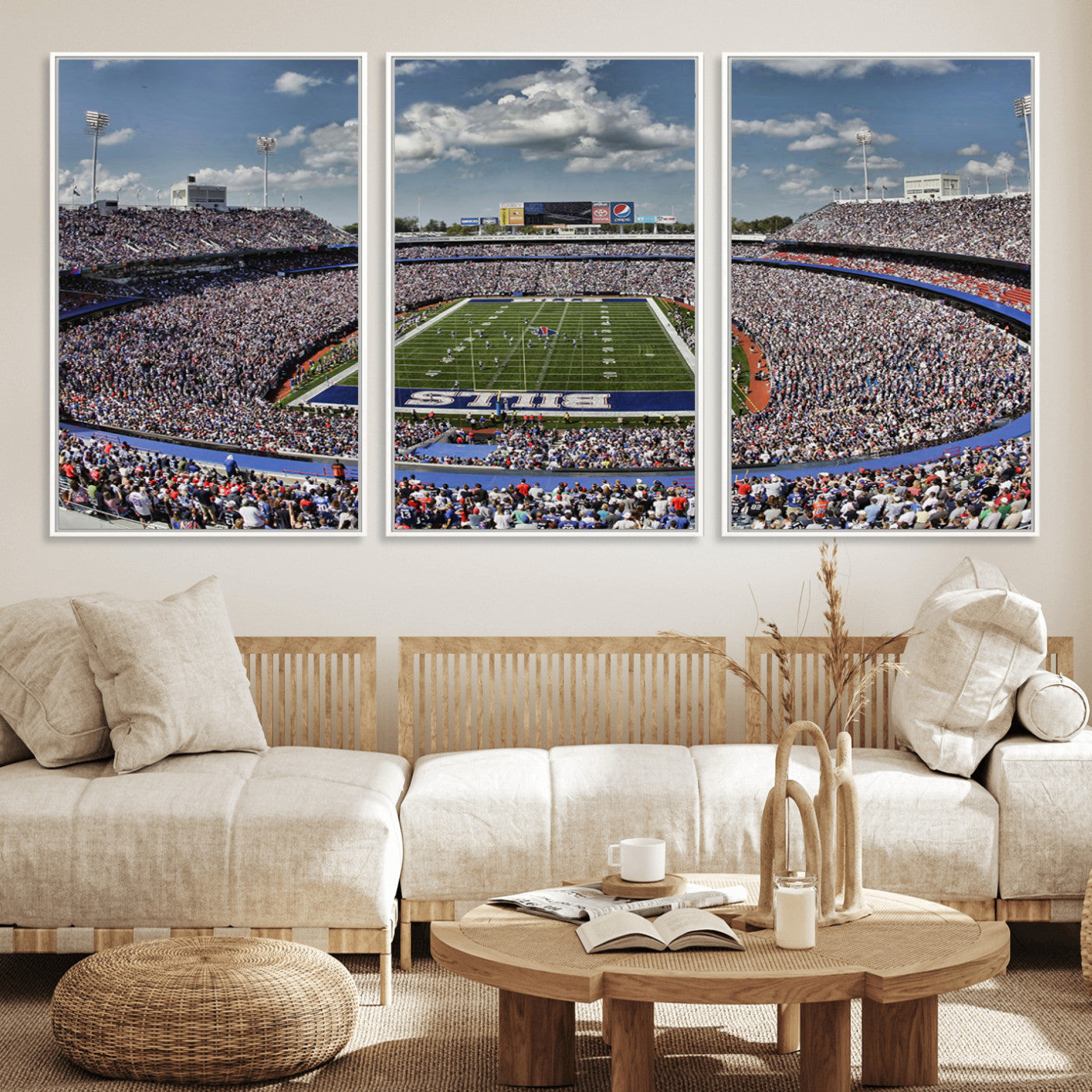 MGV-FC-60X30-3P - Buffalo Bills Highmark Stadium Wall Art Canvas Print - Bills Stadium Game Day Triple Canvas Wall Art - Buffalo Bills NFL Match