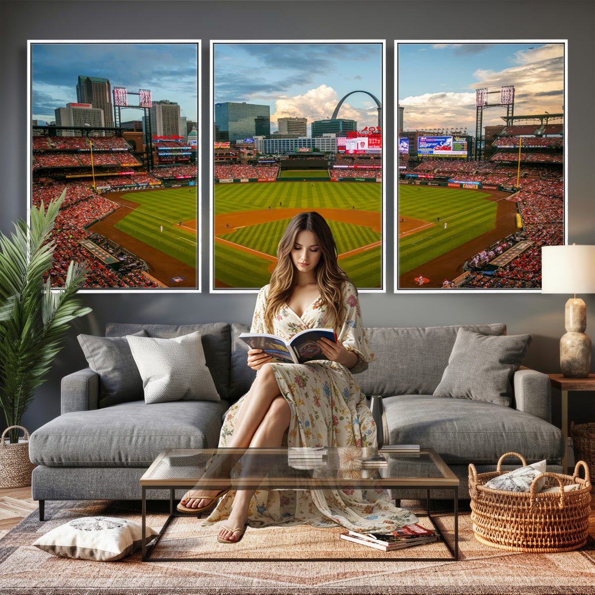 91908-MGV-CV-36X24 - Busch Stadium Wall Art Print | St. Louis Cardinals Baseball
