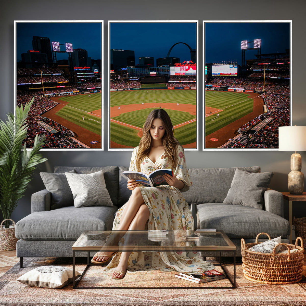 38612-MGV-CV-36X24 - St. Louis Cardinals Baseball Team Print - Busch Stadium Wall Art